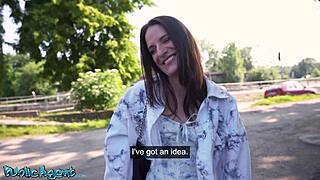 Public agent pov blowjob and hard outdoor fuck