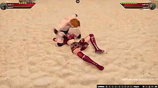 petite redhead fights naked in 3d game