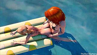 Normal day at the pool turns into futanari ladyboy cock fun