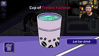 she drinks from the strange coffee machine