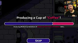 she drinks from the strange coffee machine