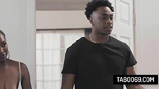Black milf joins teen threesome action