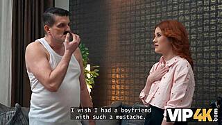 Redhead Gives Tight Pussy To Mr Moustache