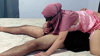 beautiful hijabi wife enjoys pleasure