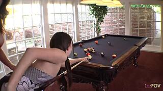 Lesbian milf uses dildo on brunette after teaching technique