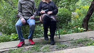 pervert watches cougar masturbate in park