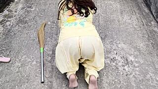 Young Married Indian Woman Rooftop Outdoor Romance