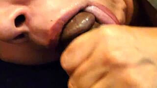 latina mexican granny gives blowjob and facefuck to big cock