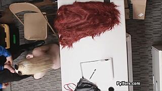 Perky blonde caught fucking at office