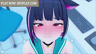 Кёяма Казуса из Blue Archive в милой аниме-сцене