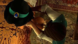 Flynn stöter Jasmine hårt i vild stående parodi-action