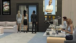 Divje pisarniško jebanje z velikim črnim kurcem v Sims 4!