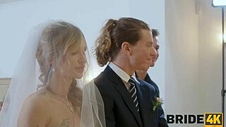 عروس 4k تخون مع حلوى ساخنة في يوم الزفاف